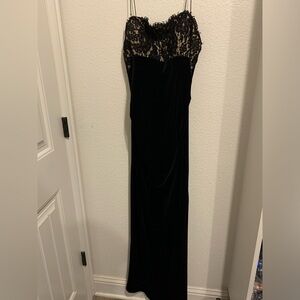 Long black velvet evening dress